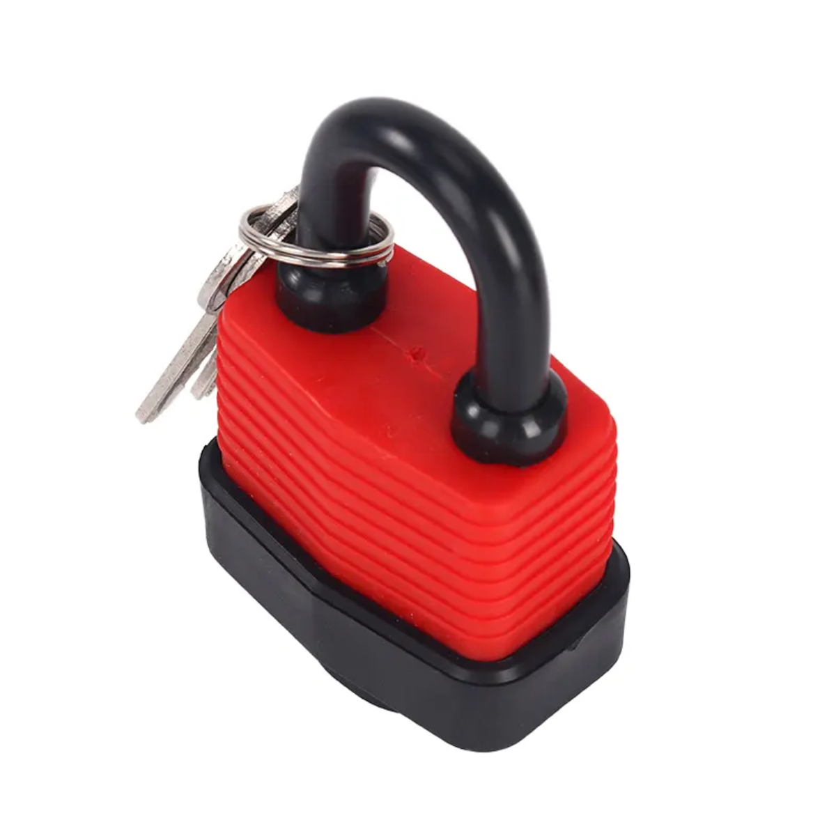 red padlock with key on shackle